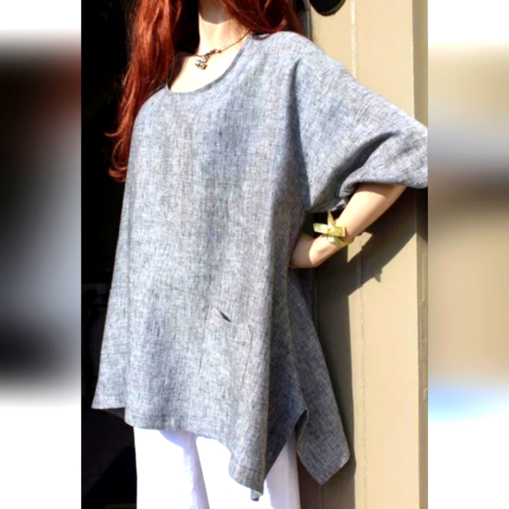 Eva Tralala 100% Linen French Tunic Top